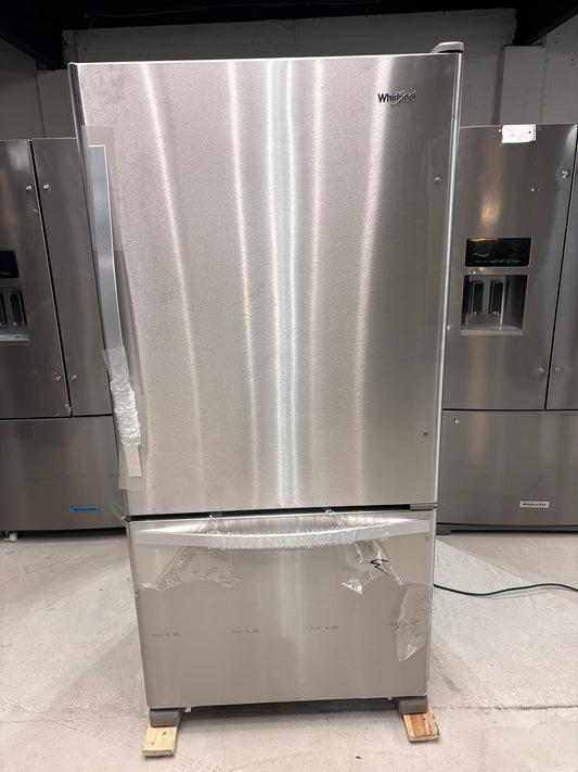 Whirlpool - 22 cu. ft. Bottom Freezer Refrigerator in Stainless Steel with Spill Guard Glass Shelves