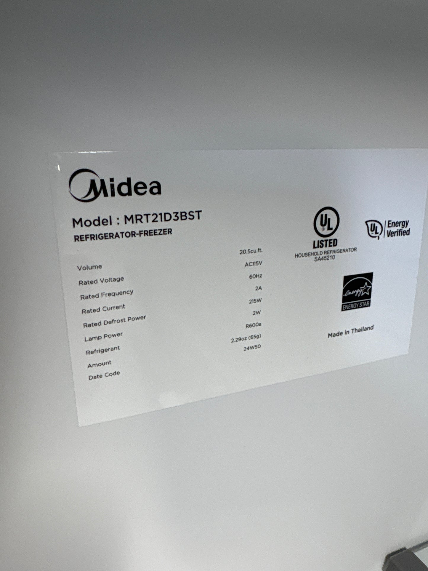 Midea 21 cu. ft. Garage Ready Top-Freezer Refrigerator Scratch & Dent WCA207 - MRT21D3BST